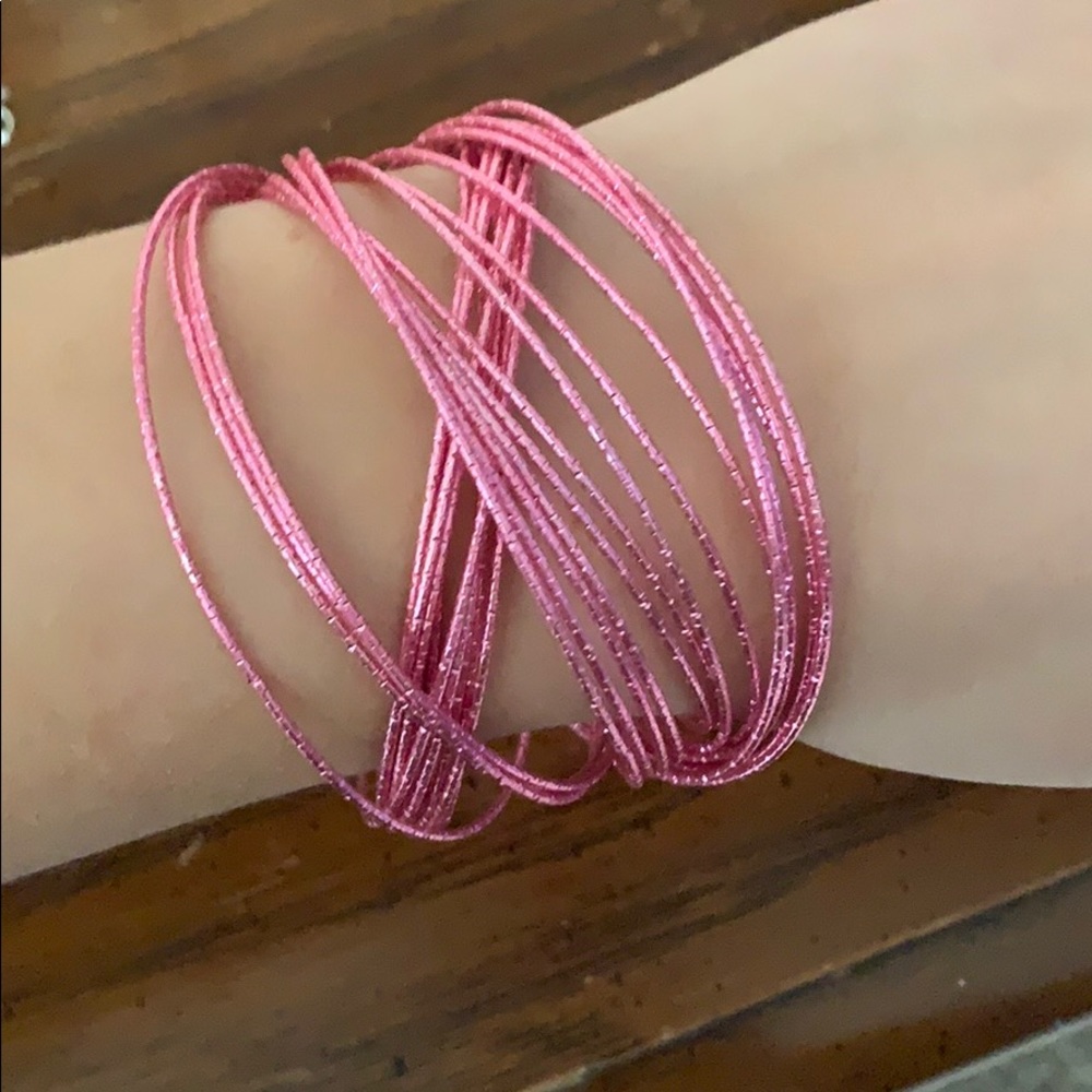 pink glittery bangles